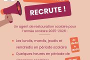 La commune recrute un agent de restauration scolaire pour la rentrée de septembre